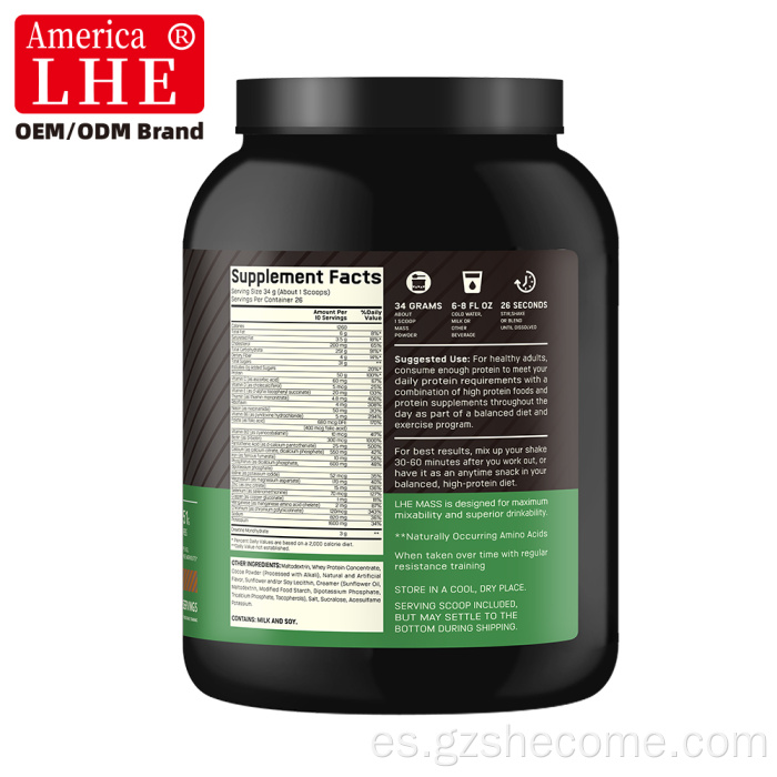 Shecome Mass Gainer Powder Recuperación muscular Soporte de peso